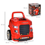 Toddler Educational Truck Workshop Toy Set with Steering Wheel & Horn – Red, Ages 3-5