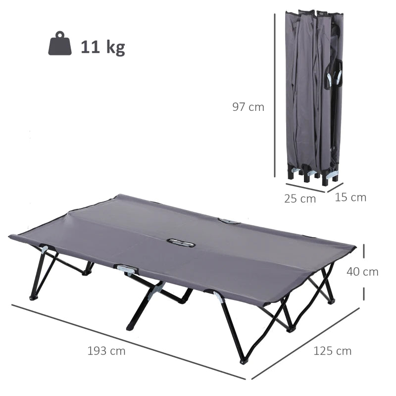 Grey Double Camping Cot with Storage Bag