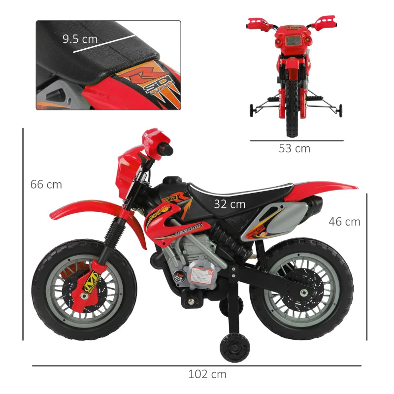 Children's 6V Electric Motorbike Ride-On Toy - Red Motorcycle Scooter for Ages 3-6