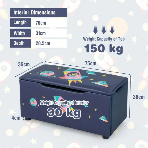 Upholstered Toy Storage Box for Kids’ Bedroom, Nursery, or Playroom