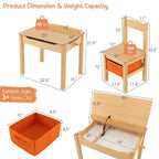 Children’s Table and Chair Set with Secret Storage and Hook