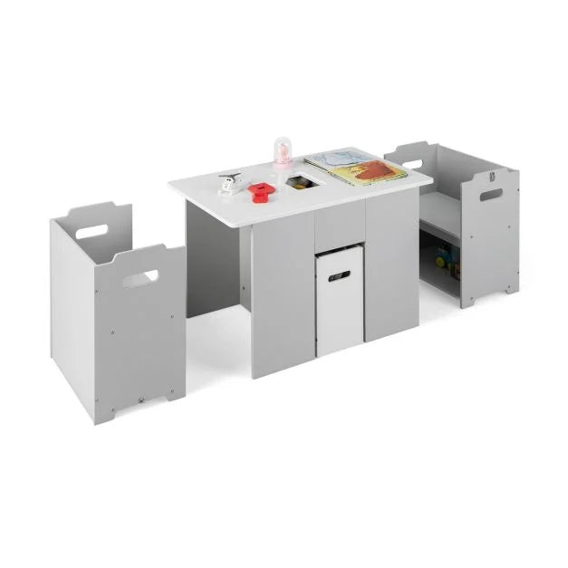 Kids Table & Chair Set 4-in-1 with 2 Stackable Chairs