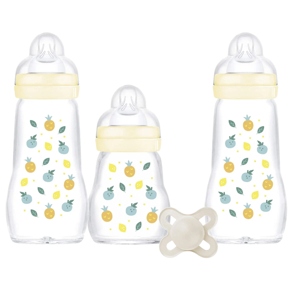 MAM Glass Bottle Starter Set Anti-Colic Self-Sterilising Baby Feeding Kit