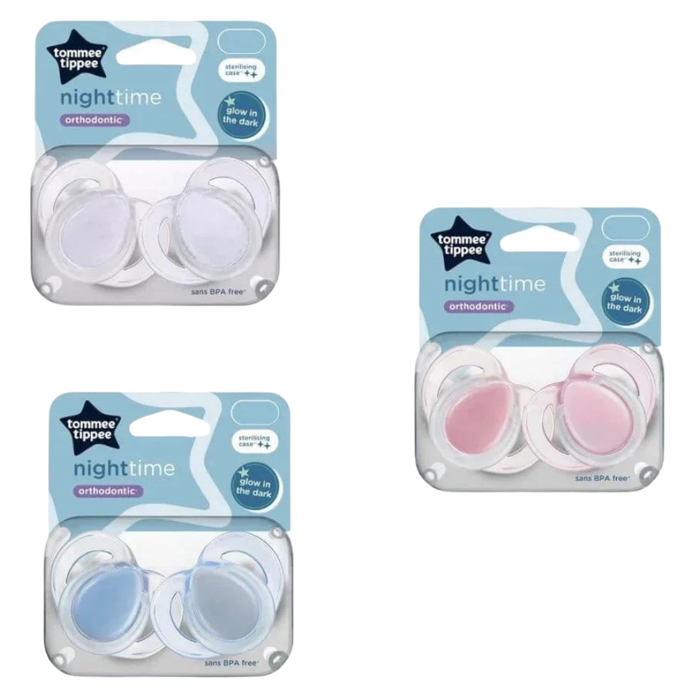 Tommee Tippee Night-Time Soothers 6-Pack 0–6 Months Glow in the Dark Orthodontic BPA-Free