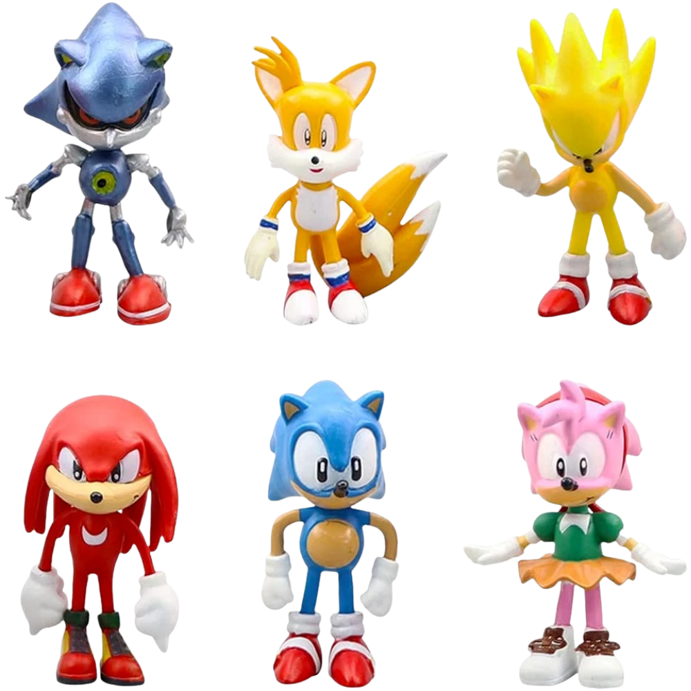 6 PCS Sonic Cake Toppers Mini Figures Set Birthday Gift Cake Topper