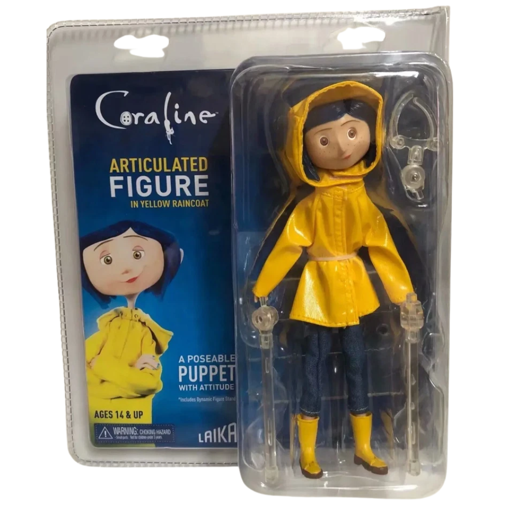 NECA Coraline in Raincoat 7" Articulated Action Figure Yellow