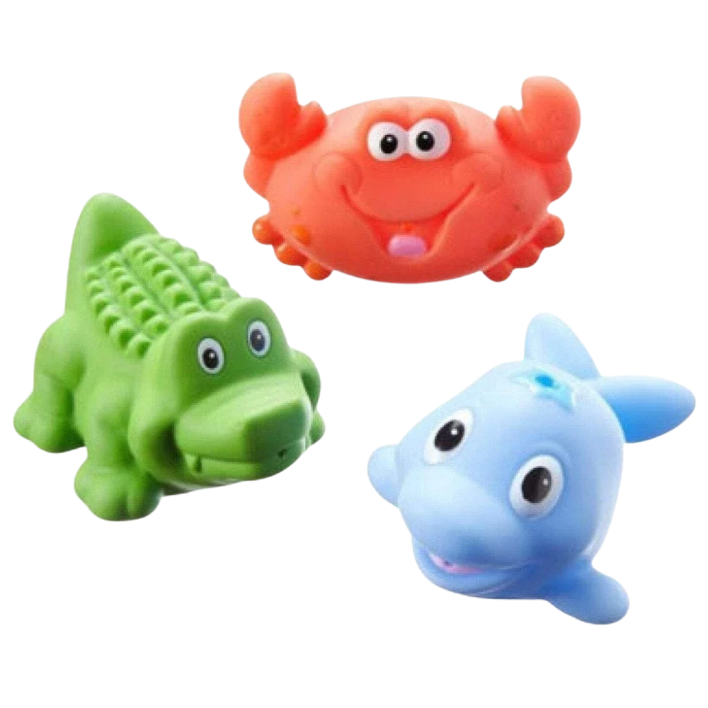 Nuby Sea Squirters Baby Bath Toys Set Dolphin Crab Alligator Squeeze & Splash
