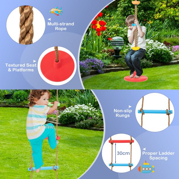 4-in-1 Heavy-Duty Swing Set with Basketball Hoop and Adjustable Belt Swing