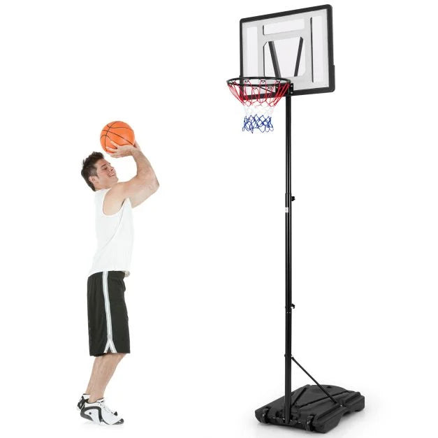 Portable Height-Adjustable Basketball Hoop with Fillable Base