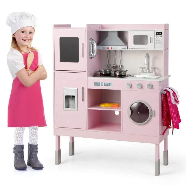 Wooden Height Adjustable Kid’s Kitchen Set with Fun Sound Effects