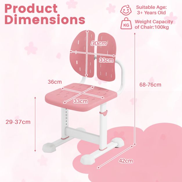 Adjustable Kids’ Desk Chair with Dual Back Support and Breathable Cushion