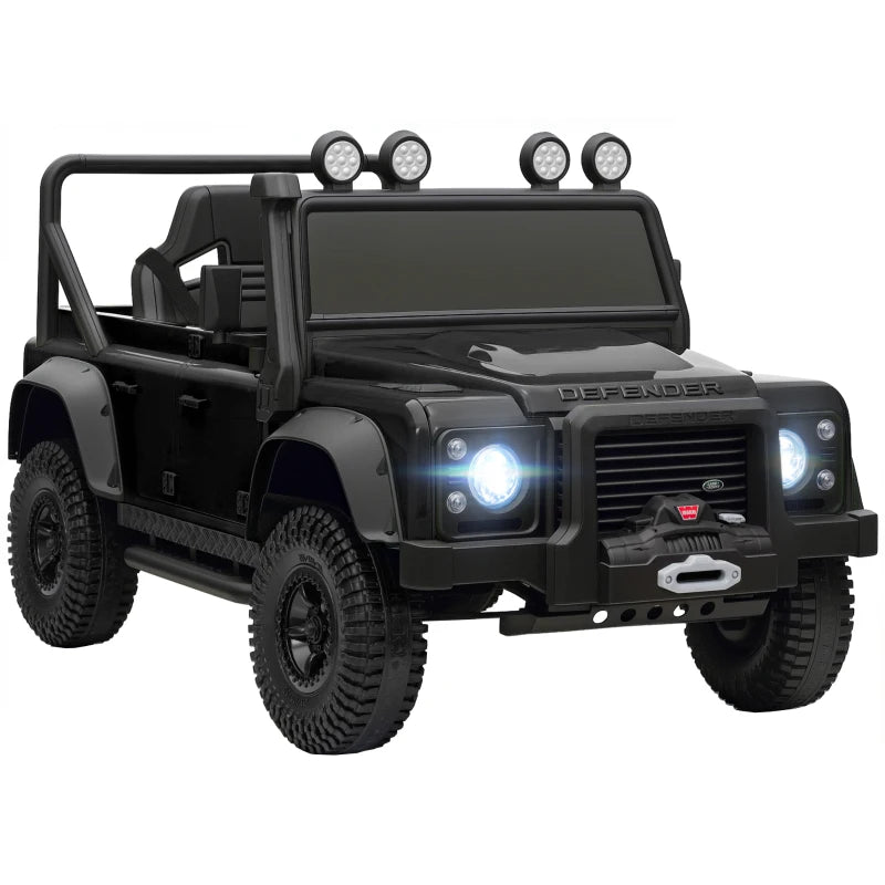 Black Kids Electric Ride-On Car with Remote Control, Music, Horn, LED Lights & Spring Suspension