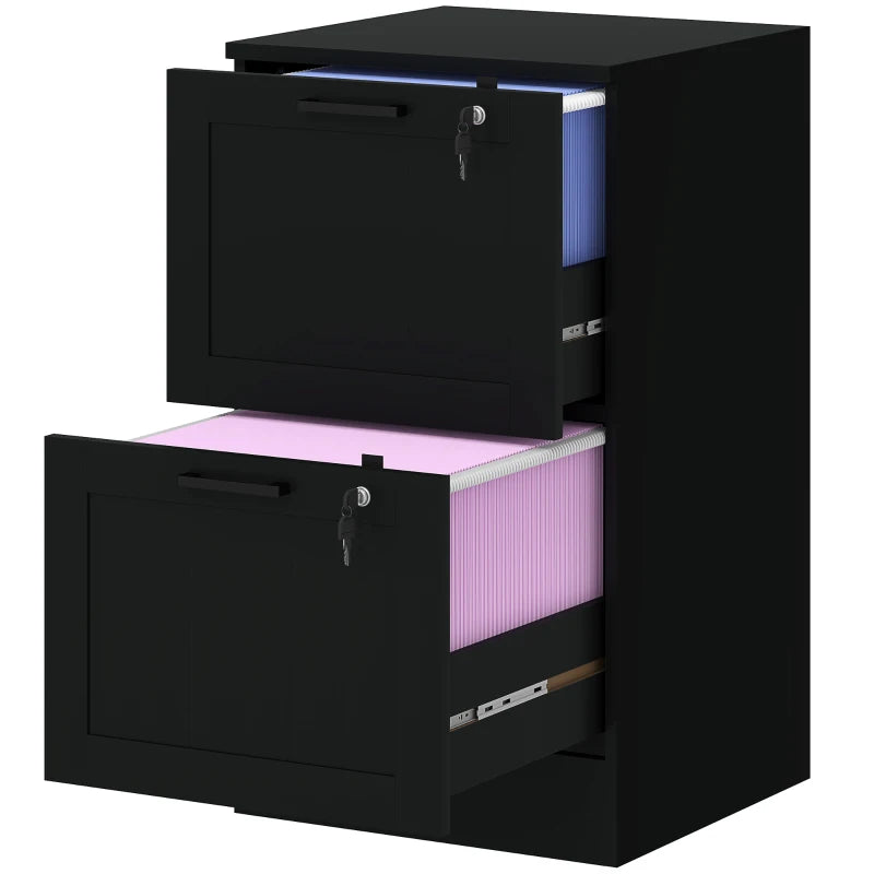 Office Storage Cabinet – 2-Drawer Filing Cabinet with Lock, Black