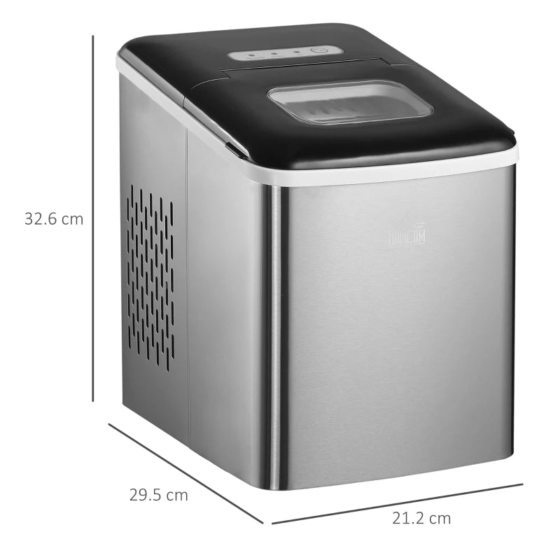 Ice Machine, Countertop, 12KG/Day, Self-Cleaning, Adjustable Size – Black