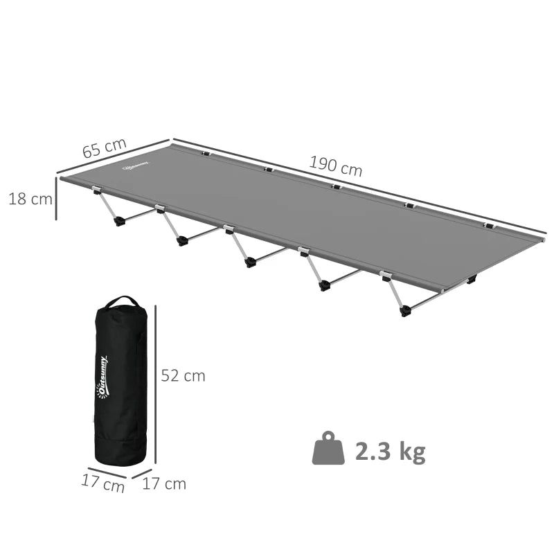 Portable Camping Cot with Strong Support – 150kg Capacity, Dark Grey