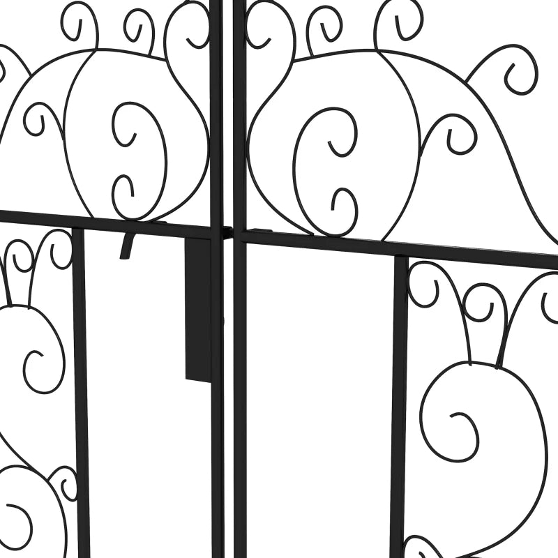 Black Garden Arbor with Double Gates – Outdoor Arch for Roses, Vines, Weddings
