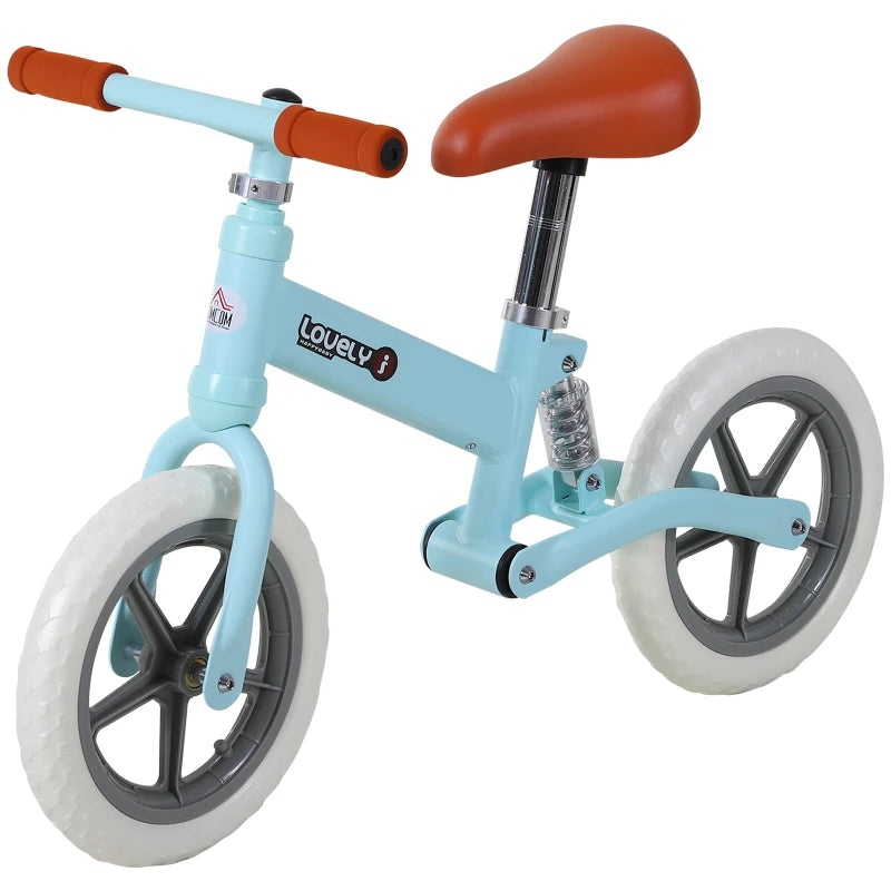 Kids 12" Balance Bike No Pedals with Shock Absorber for Toddlers 2-5 Years, Blue