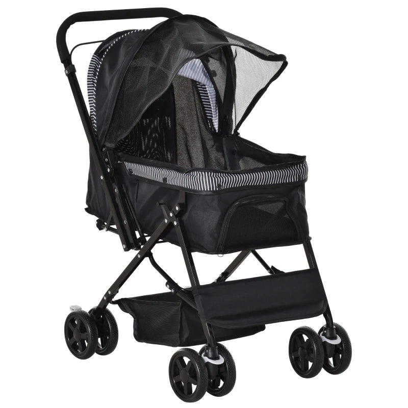 Pet Stroller with Basket & Reversible Handle