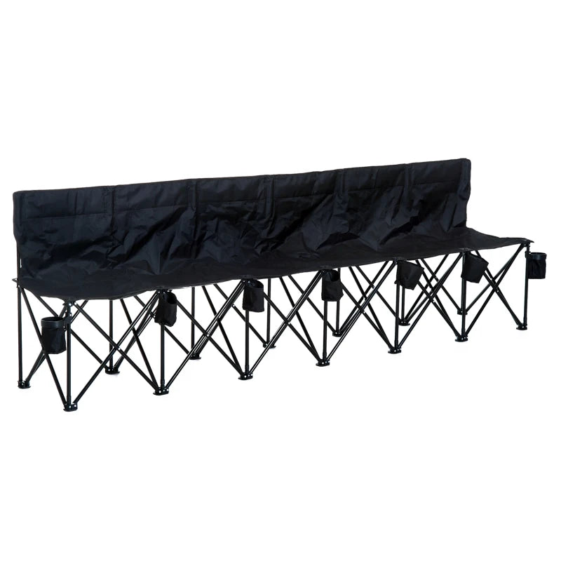 Black 6-Seater Folding Chair – Carry Bag & Cup Holder