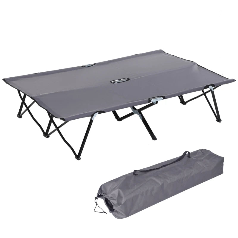 Grey Double Camping Cot with Storage Bag