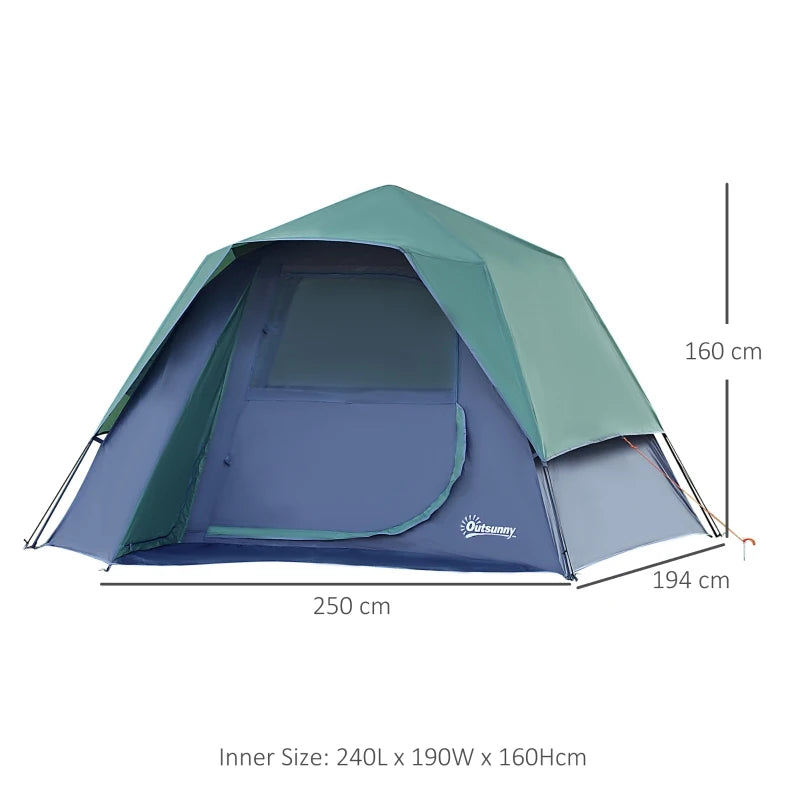 Compact Camping Tent – Green, 3-4 Person, Lightweight Design