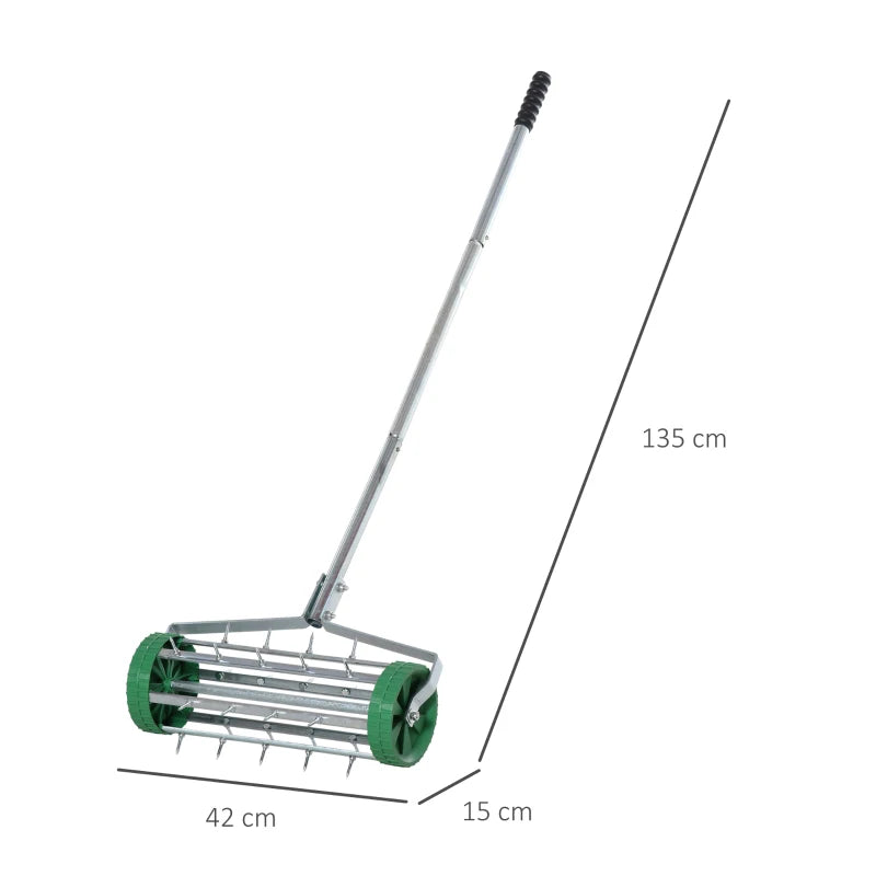 Heavy Duty Garden Lawn Aerator with Adjustable Handle – Rolling Steel Grass Roller
