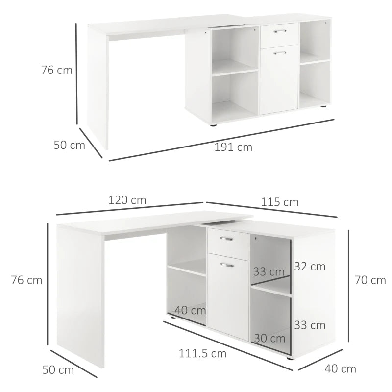 Home Office L-Shaped Desk – Storage Compartments & Laptop Table