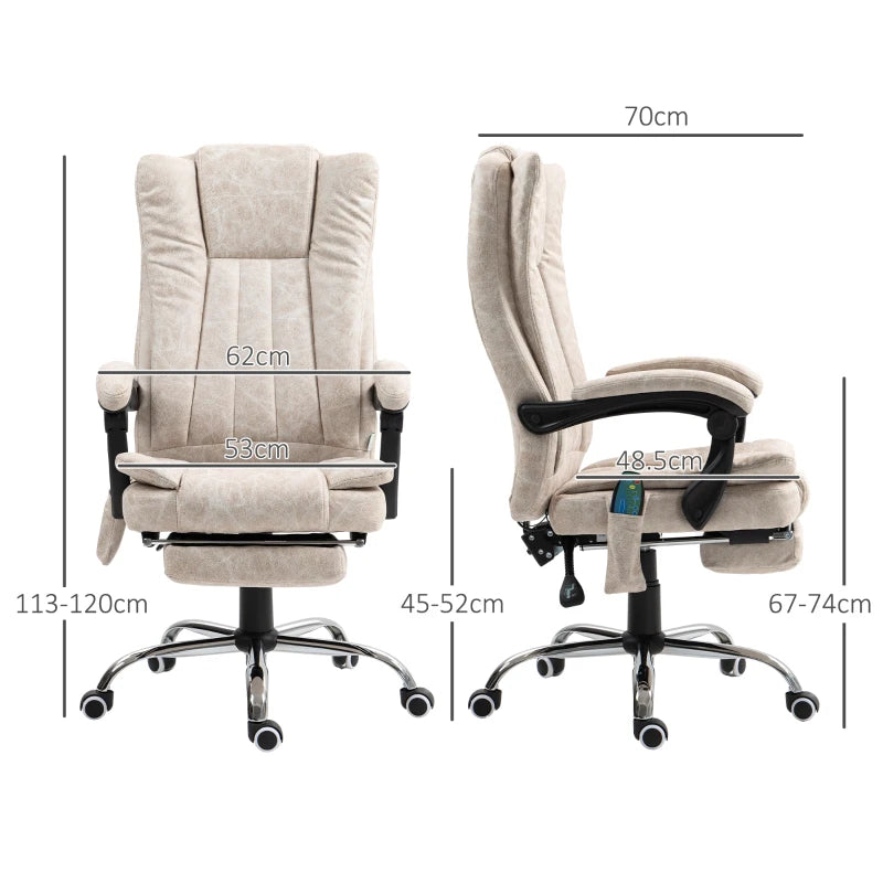 Office Chair with Vibrating Massage, Heat & Footrest – White