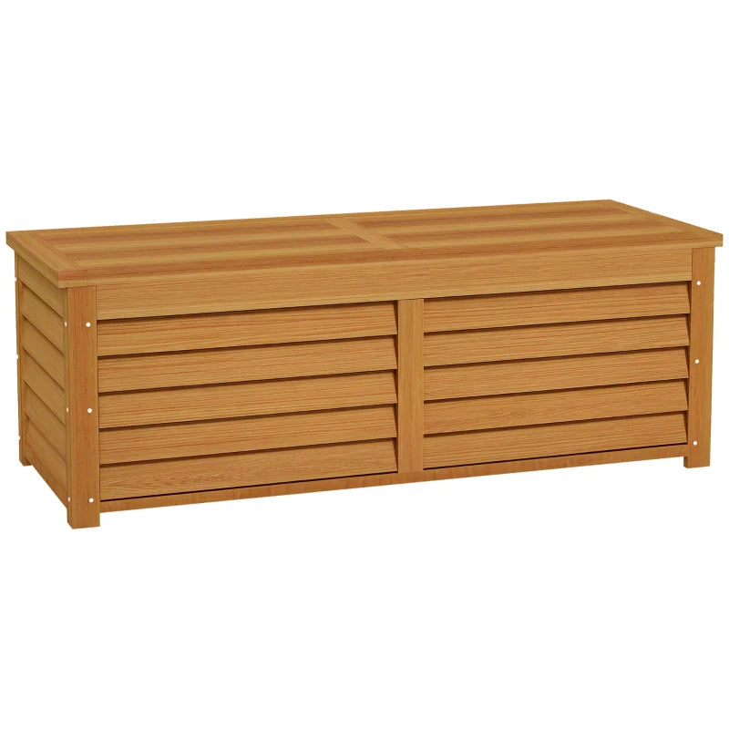Outdoor Wooden Deck Storage Box for Balcony, Porch & Poolside, Light Brown, 292L