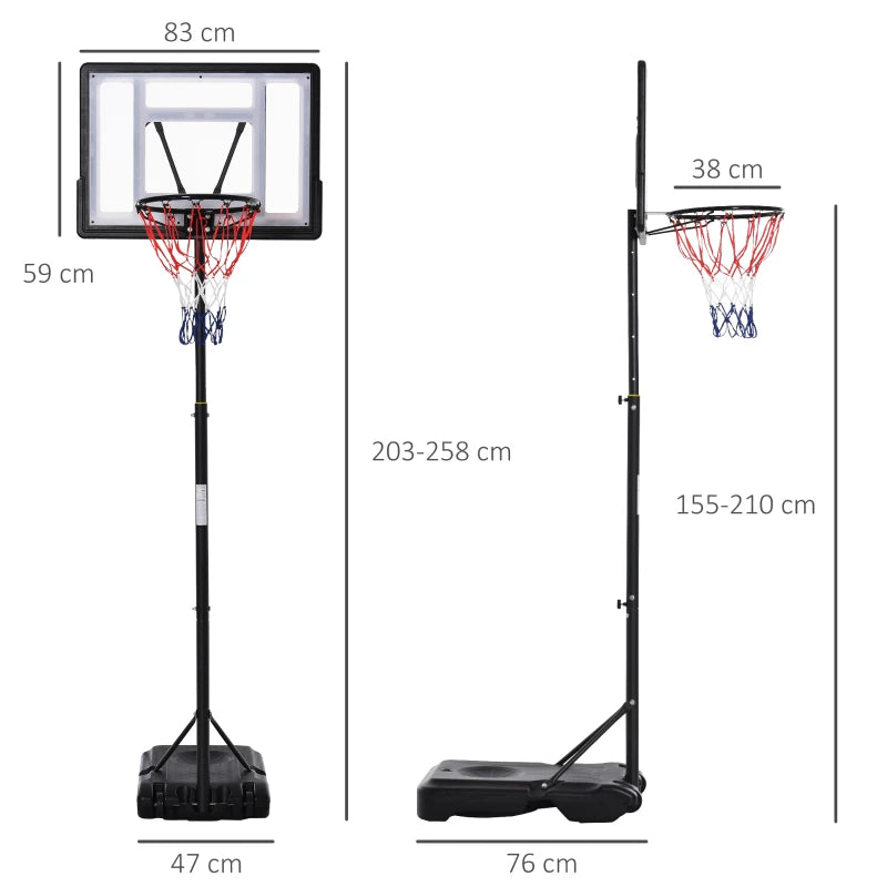 Basketball Hoop System 1.55-2.1m – Portable with Wheeled Base