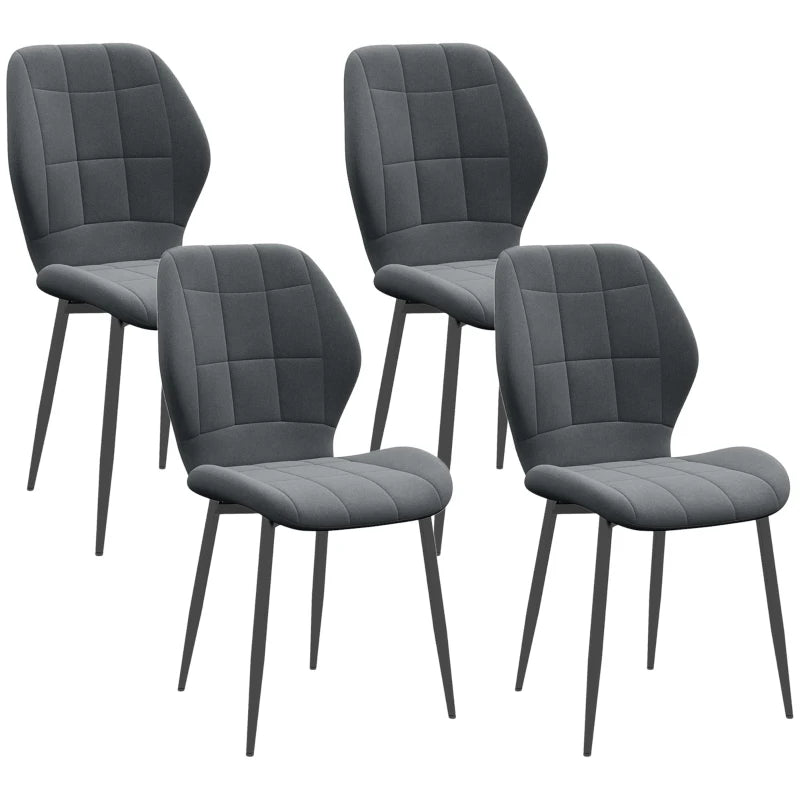 Set of 4 Relaxed Tub Dining Chairs – Dark Grey Flannel Upholstery