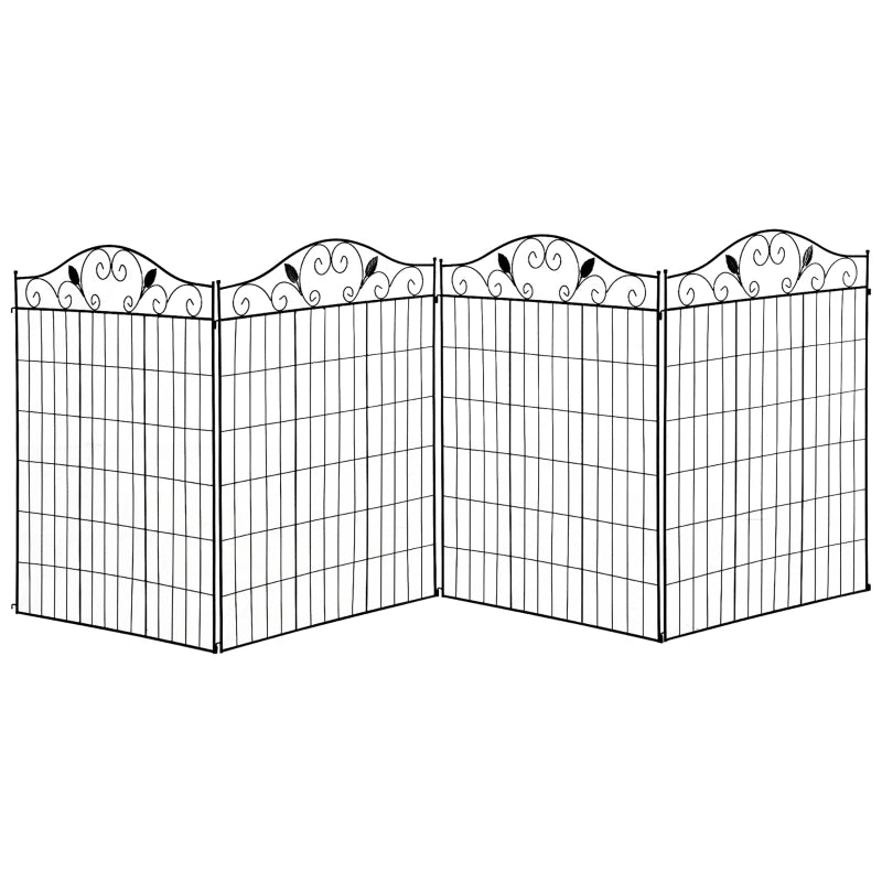 Sturdy Metal Garden Fence, 4 Panels, 44in x 12ft – Reliable Landscape Border Edging