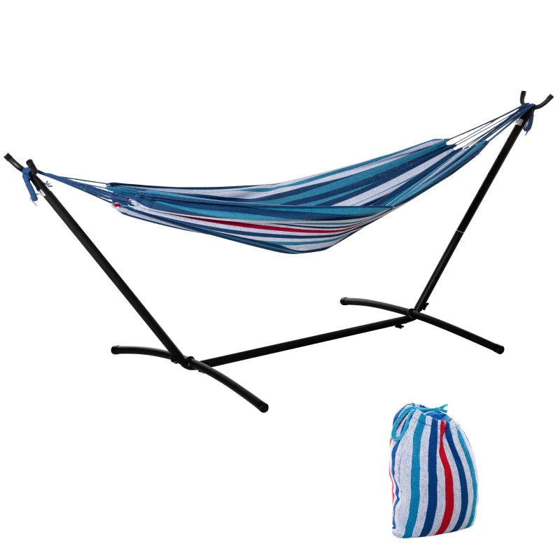 Camping Hammock with Stand and Carry Bag Adjustable Height, 120kg Load Capacity