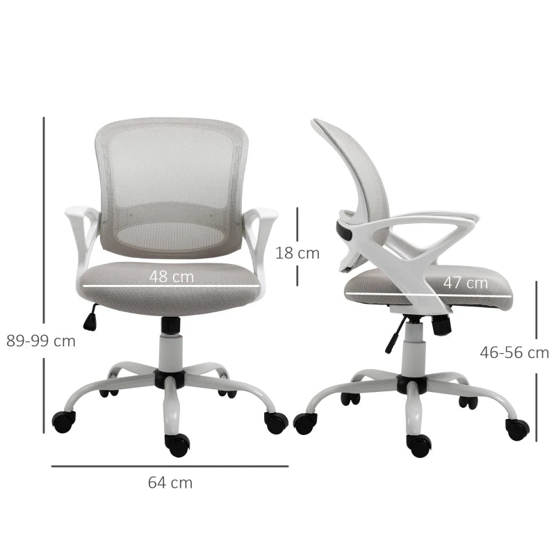 Mesh Office Chair – Lumbar Support, Adjustable Height & Armrests, Grey
