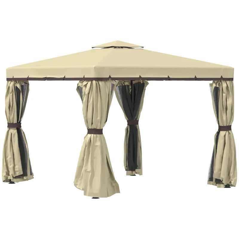 Garden Pavilion Tent Shelter with Mosquito Netting, Water Repellent Roof – 3x3m