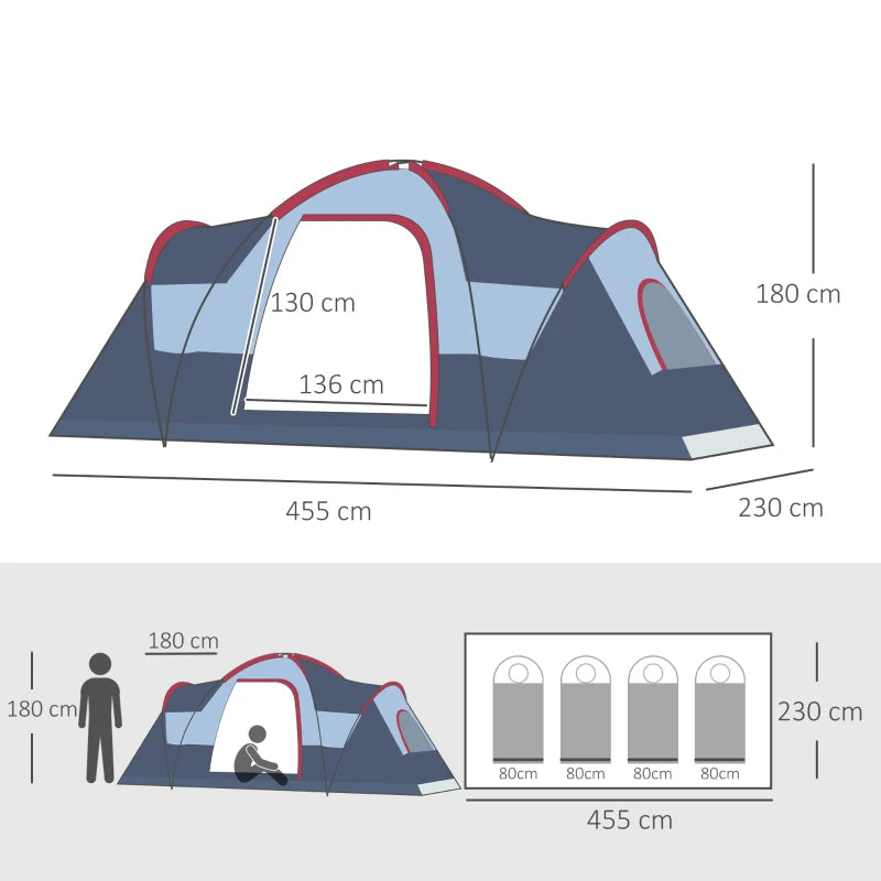 Large Lightweight Camping Tent – 5-6 Person Capacity, Blue