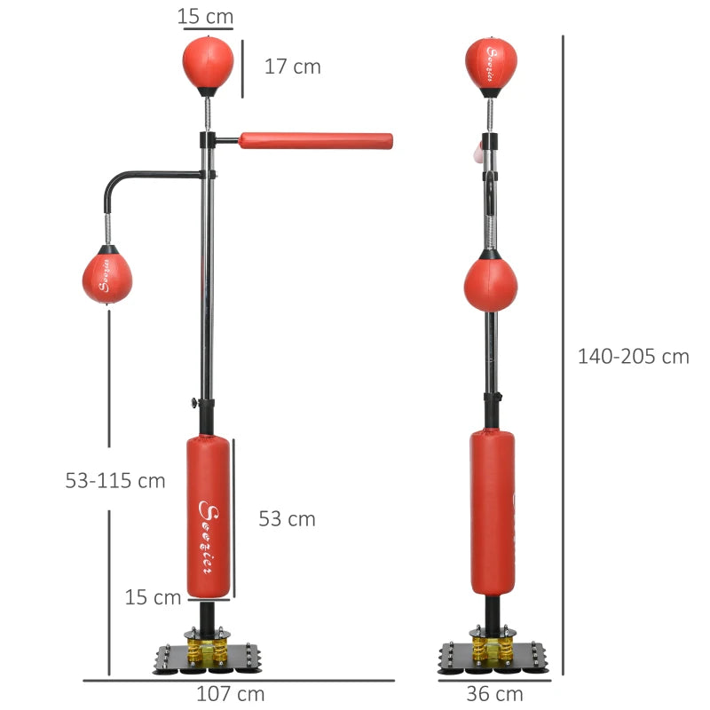 Red Freestanding Boxing & Speed Bag with Reflex Bar