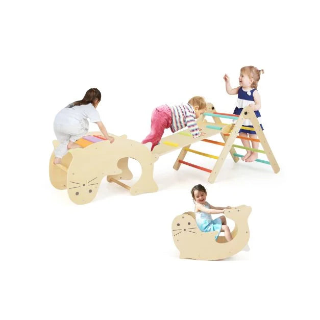 7-in-1 Indoor Foldable Wooden Climbing Toys for Toddlers
