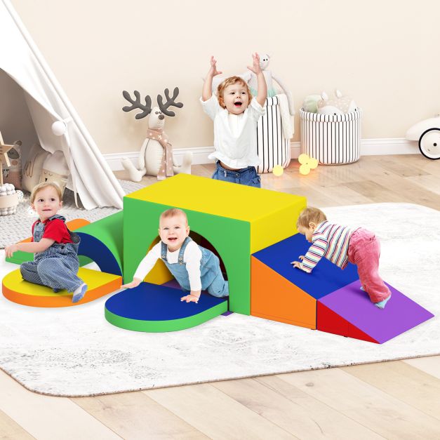 7-Piece Baby Soft Play Climb & Crawl Activity Set with PU Cover