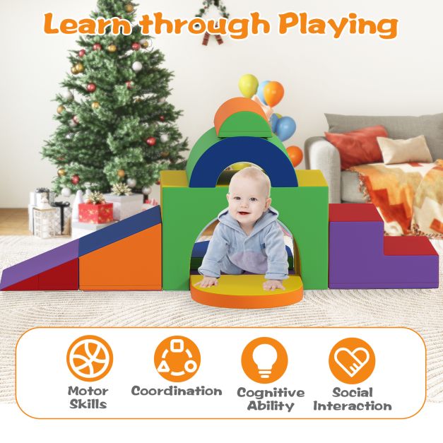 7-Piece Baby Soft Play Climb & Crawl Activity Set with PU Cover
