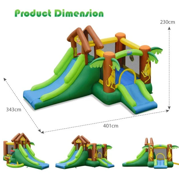 Bounce House Inflatable with Slide, Climbing Wall & Air Blower