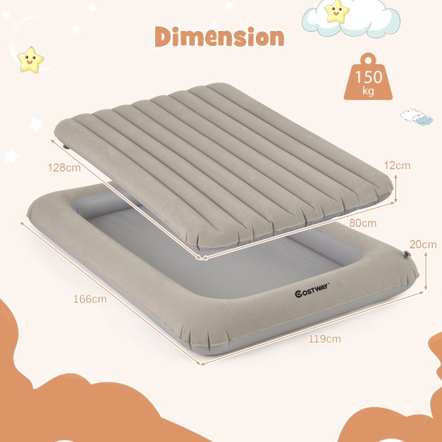 Inflatable Kids Travel Bed with Electric Pump & Safety Bed Rails