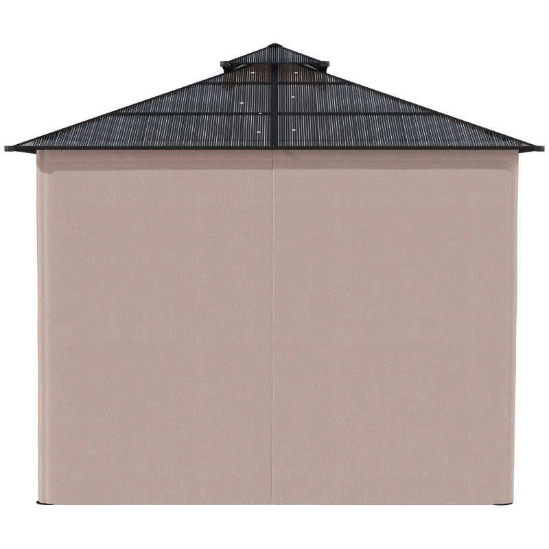 Double Roof Hard Top Gazebo with Galvanised Steel Frame, Nettings & Curtains – 3x3m