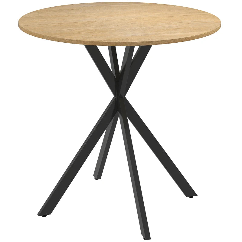 80cm Small Round Dining Table – Industrial White Oak for Kitchen or Dining Room