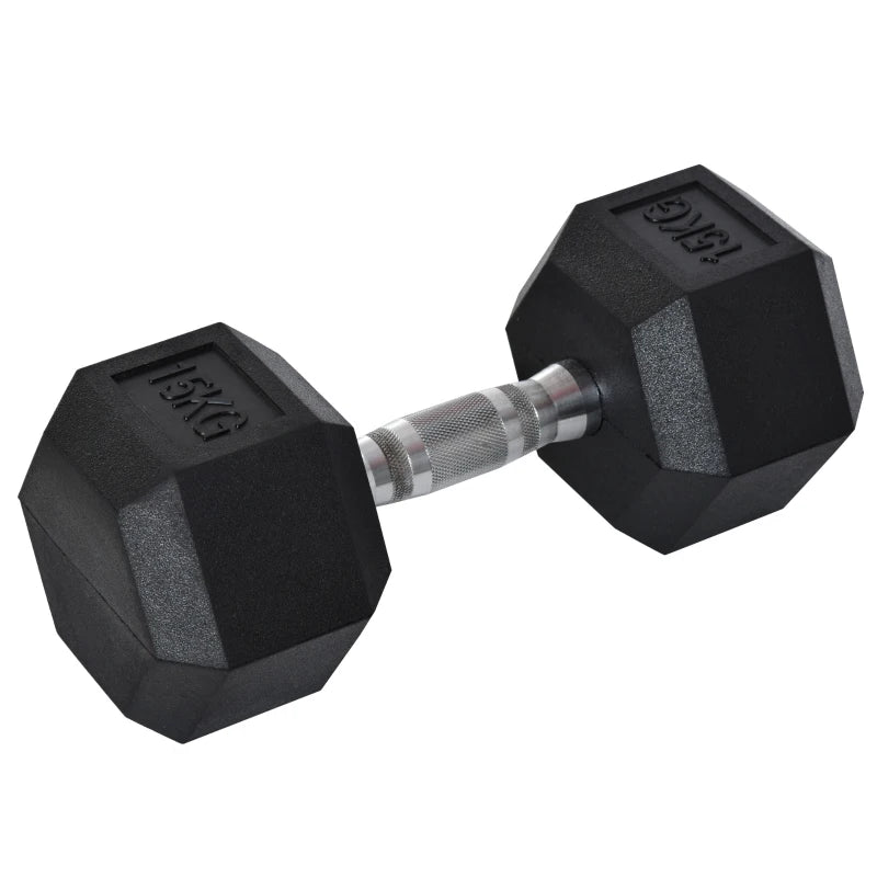 15KG Portable Rubber Hex Dumbbell – Home Workout