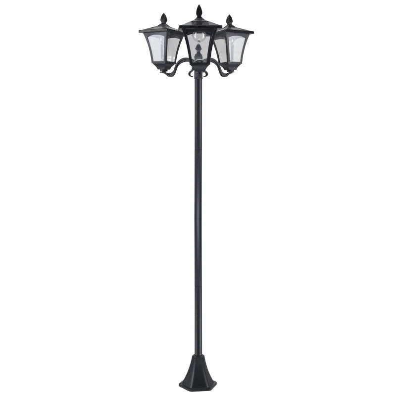 Black Victorian Style 1.8m Solar Post Lamp – Sensor-Controlled Dimmable LED Lantern