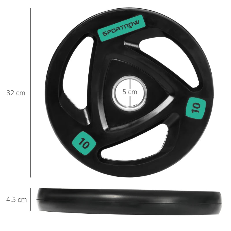 Olympic Barbell Plates 10kg Pair – Rubber-Coated, 5cm Hole