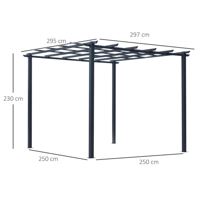 Garden Gazebo Pergola 3x3m Metal Frame with Trellis for Vines and Sun Protection