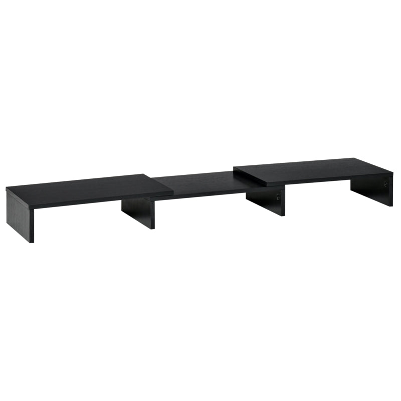Black Dual Monitor Stand – Adjustable Riser for Laptop & Printer