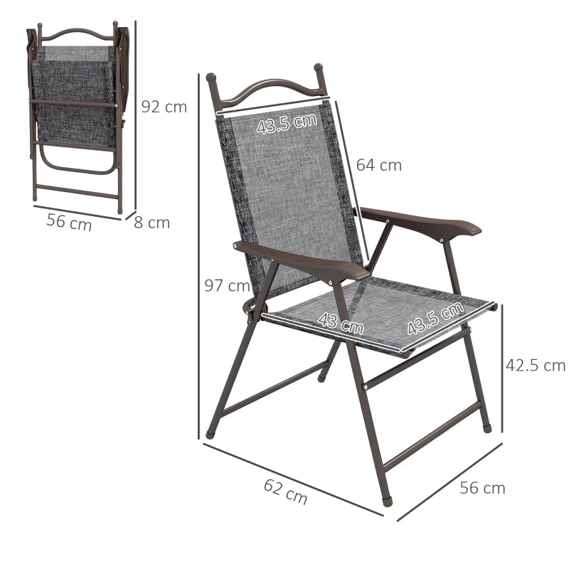 2-Pack Folding Outdoor Chairs – Grey Mesh Seat Design
